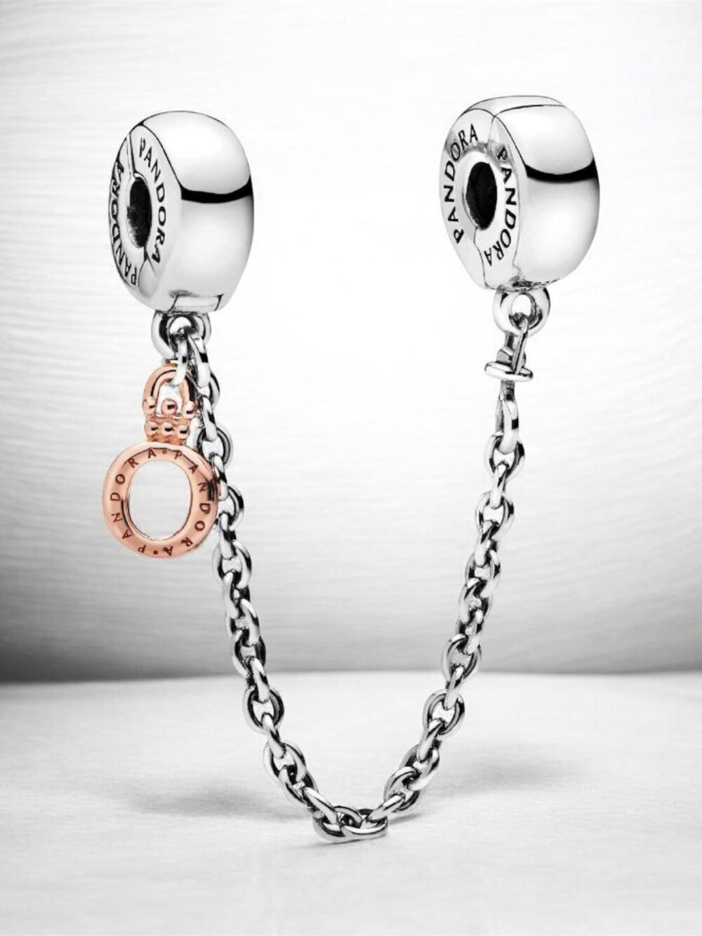NEW Authentic PANDORA Bracelet Dangling Crown O Safety Chain Charm #788313